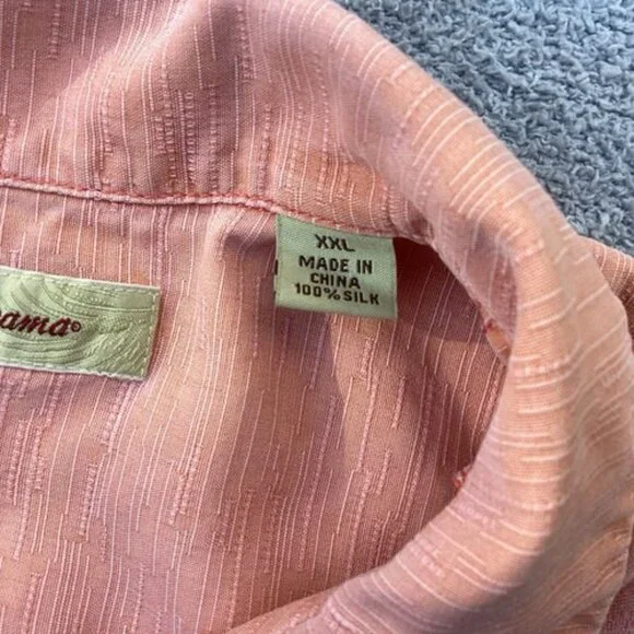 Tommy Bahama 100% Silk Aloha Men’s Button Up Hawaiian Shirt Pink Hibiscus XXL - Picture 3 of 5